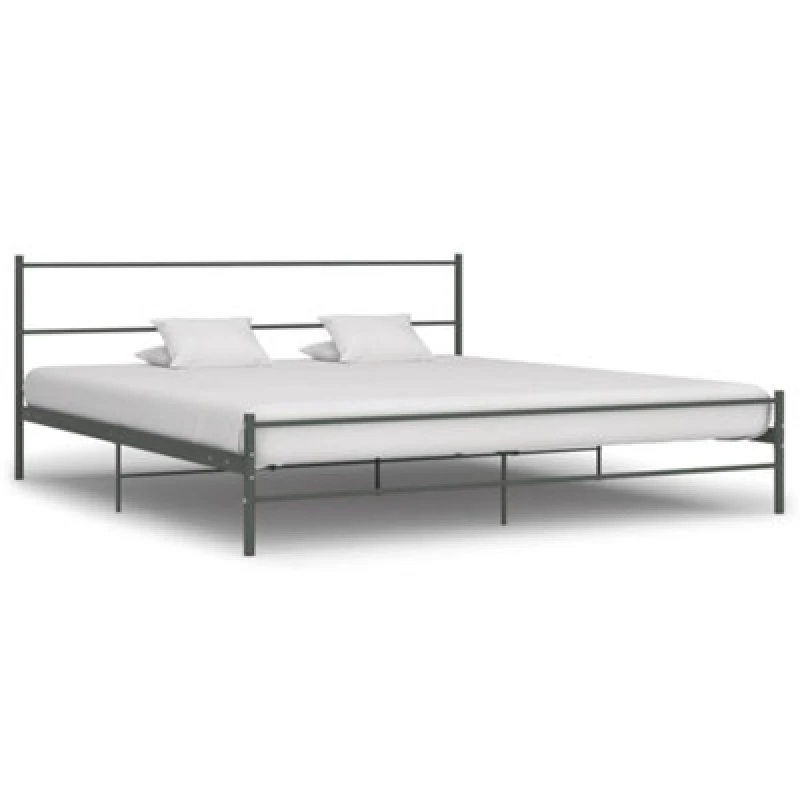 Image of 284684 Vidaxl Bed Frame Without Mattress Grey Metal 180X200 Cm Super King