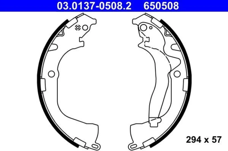 Image of ATE 03.0137-0508.2 Brake Shoes with lever Brake Shoe Set (70)