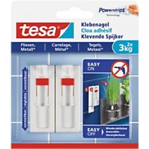 Image of tesa Adhesive Nail Powerstrips White Pack of 2 holds up to 3 kg
