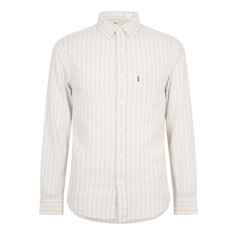 Image of Levis Mens Classic Pocket Long Sleeve Plain Shirt Vapor Grey male S
