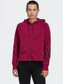 Image of adidas Stacked Full Zip Hoodie - Berry, Size XL, Women