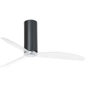 image of Faro tube - Shiny Black, Transparent Ceiling Fan With dc Motor Smart - Remote Included