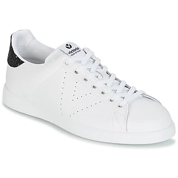 Image of Victoria Leather Tennis Snake Heel Tab Trainer, Black, Size 6, Women