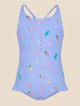 Image of Accessorize Girls Funshine Swimsuit - Blue Size Age: 9-10 Years, Women