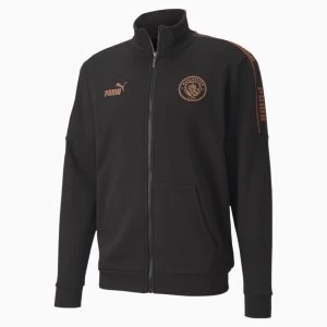 image of PUMA Man City Ftblculture Mens Football Jacket, Black/Copper, size Large, Clothing