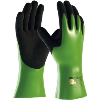 Image of 56-635 Maxichem Black/Green Nitrile Gloves - Size 9 - ATG
