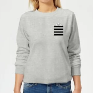 Image of Looney Tunes Taz Stripes Pocket Print Womens Sweatshirt - Grey - L
