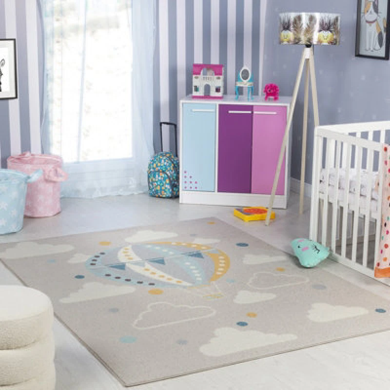 Image of Livabliss Kids Modern Multicolour/grey Bedroom Monty Area Rug 160 X 213cm - Easy Care, Non Shedding, Soft & Safe Rug For Kids Spaces