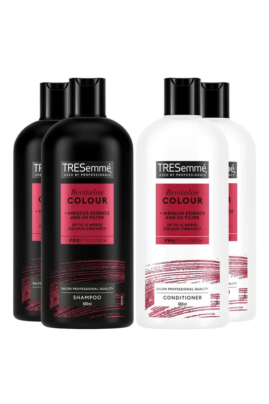 Image of Tresemme Tresemme 'Revitalise Colour 2x Shampoo & 2x Conditioner Bundle' 680ml Each in Maroon Maroon One Size Unisex 5056564733422