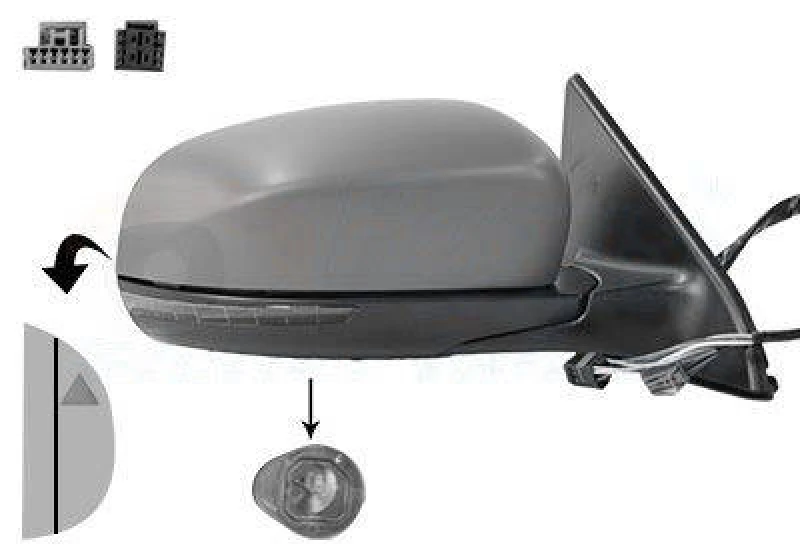 Image of VAN WEZEL 2128828 Wing mirror * HAGUS * Right, Heatable, Rough, Black Outside Mirror (50)