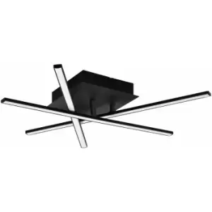 Image of Flush Ceiling Light Colour Black Shade White Plastic Bulb LED 13.2W Included