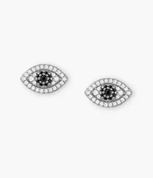 Image of Fossil Women Evil Eye Sterling Silver Stud Earrings