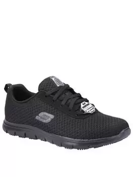 Image of Skechers Lace Up Slip Resistant Workwear Trainers, Black, Size 3, Women