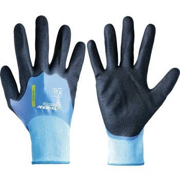 image of Ejendals - 737 Tegera Palm-side Coated Black/Blue Gloves - Size 7