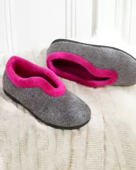 image of Cotton Traders Womens Easy-On Felt Slippers in Grey