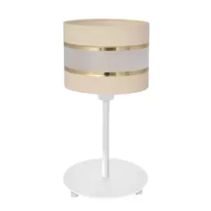 image of Helen Table Lamp With Round Shade Ecru, Gold, White 20cm