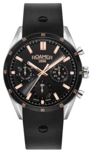 Image of Roamer Superior Multifunction Black Dial Leather Strap Watch