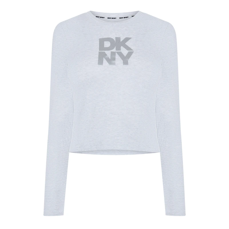 Image of DKNY Logo Long Sleeve T-Shirt - Grey Grey 8
