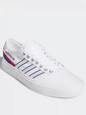 Image of adidas Originals Delpala Shoes, White/Black/Grey, Size 5.5, Men