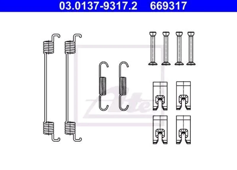 Image of ATE 03.0137-9317.2 Accessory Kit, brake shoes Accessory Kit,brake shoes (1502)