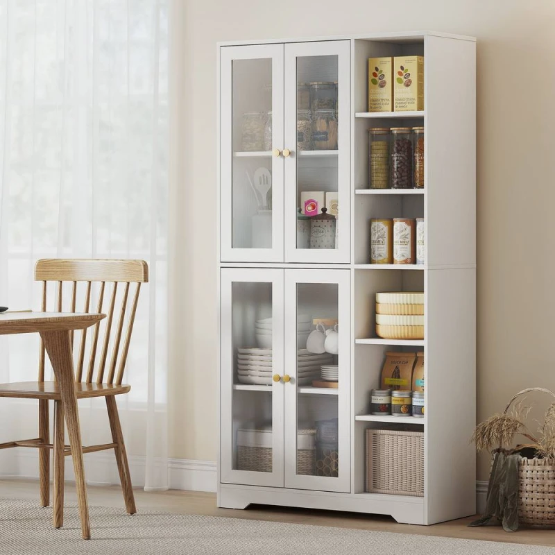 Image of HOMCOM 172cm Tall Kitchen Cupboard, Pantry Storage Cabinet in White White Unisex