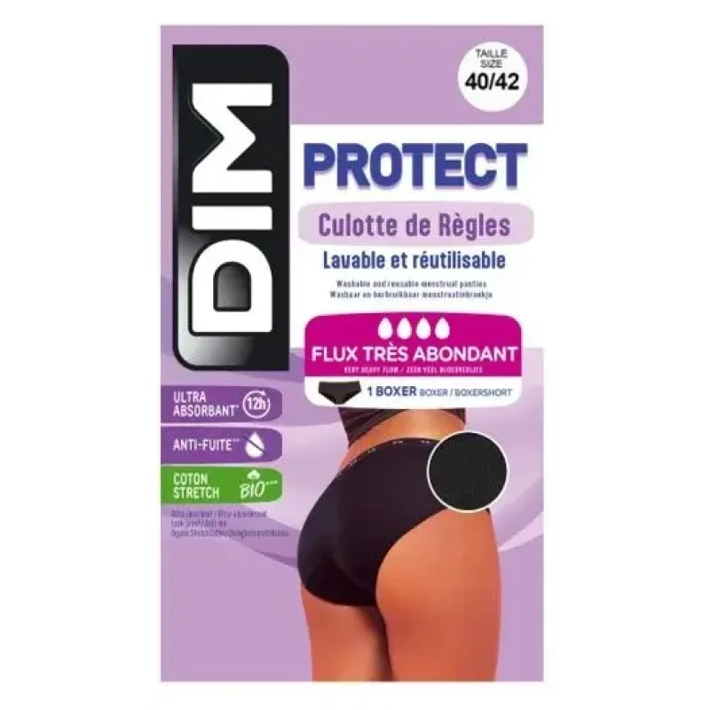 Image of Dim Boxer period pants for heavy flow women DIM Protect Noir Female 36/38