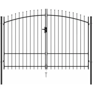 Fence Gate Double Door with Spike Top Steel 3x1.75 m Black Vidaxl Black - main image