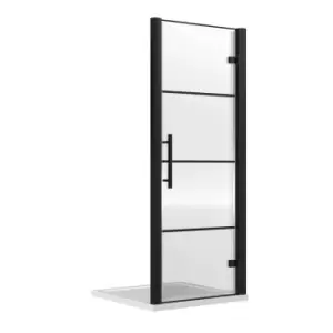 image of Hudson Reed 800mm Hinged Shower Door - Matt Black