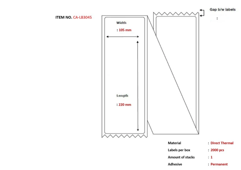Image of Capture CA-LB3045 printer label White