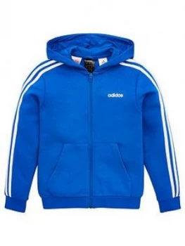 Image of Boys, adidas Childrens 3 Stripe Full Zip Hoodie - Blue, Size 13-14 Years