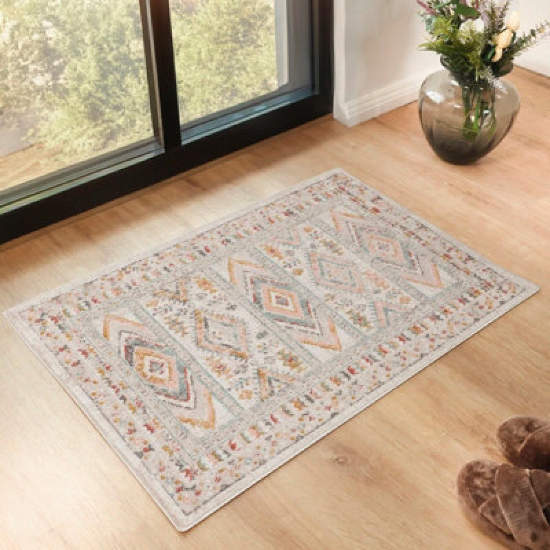 Image of Livabliss Ankara-Vintage Pink Grey Traditional Boho Living Dining Bedroom Rug 80 X 150 Cm Easy Care, Non Shedding