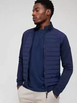Image of Hackett Hackett Padded Knitted Sailing Hybrid Jacket, Navy, Size L, Men