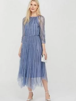 Image of Monsoon Lenamist Sustainable Hanky Hem Dress - Blue