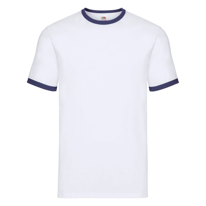 Image of Fruit Of The Loom Fruit of the Loom Men Ringer T-Shirt in Off White Size: Small Off White S Male 5063527385130