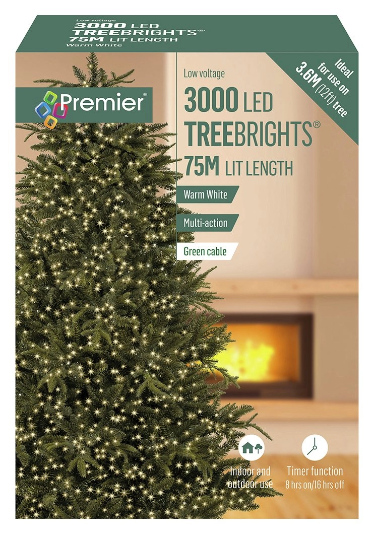 image of Premier Decorations Premier 3000 LED MultiAction Tree lights Plastic