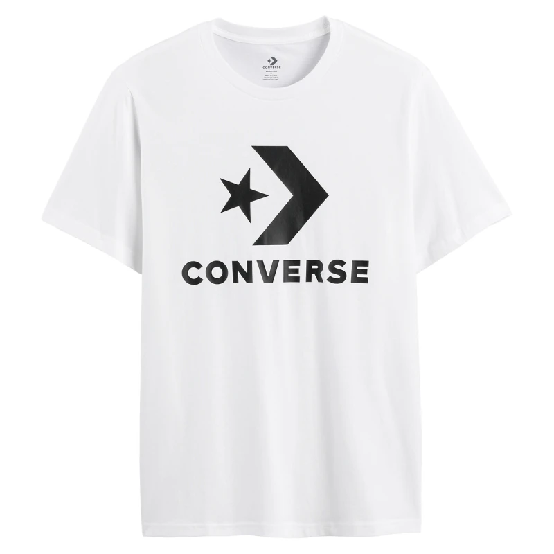 Image of Converse Large Star Chevron T-Shirt in Cotton with Short Sleeves White Men 3XS
