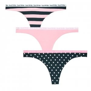 image of Jack Wills Pelcham Heritage Thong 3 Pack - Pink Navy