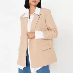 Image of Missguided Tailored Double Breasted Blazer - Beige