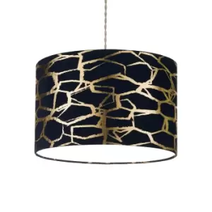 Image of Navy Velvet with Gold Leaf Print Lampshade