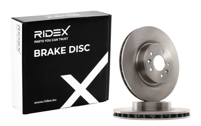 Image of RIDEX 82B1059 Brake disc Front Axle, Vented, Cast Iron, Uncoated, Untreated, without bolts/screws Cast Iron Brake Disc (82)