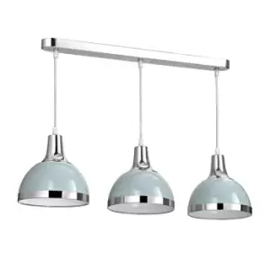 image of Premier Housewares Vermont Pendant Light 3 Shades - Blue/Chrome