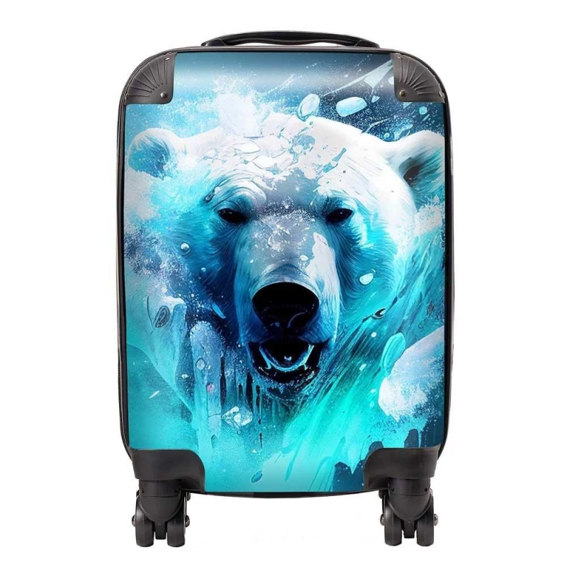 Image of Warren Reed - Designer Polar Bear Face Splashart Suitcase in Brown Size: Large Brown Unisex Large