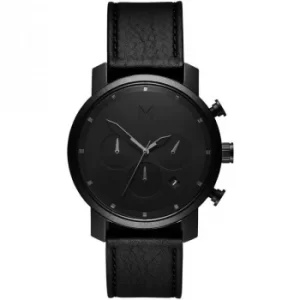 image of MVMT Black Leather Chrono 40 Watch MC02-BLBL