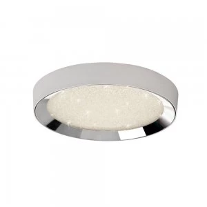 Image of Flush Ceiling Light 50cm Round 40W LED 3000-6500K Tuneable, 1920lm, Remote Control Chrome, Acrylic