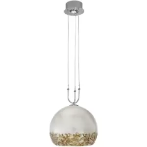 image of 14kolarz - LUNA designer pendant light chrome 1 + 1 bulbs, antique lampshade, liberta silver