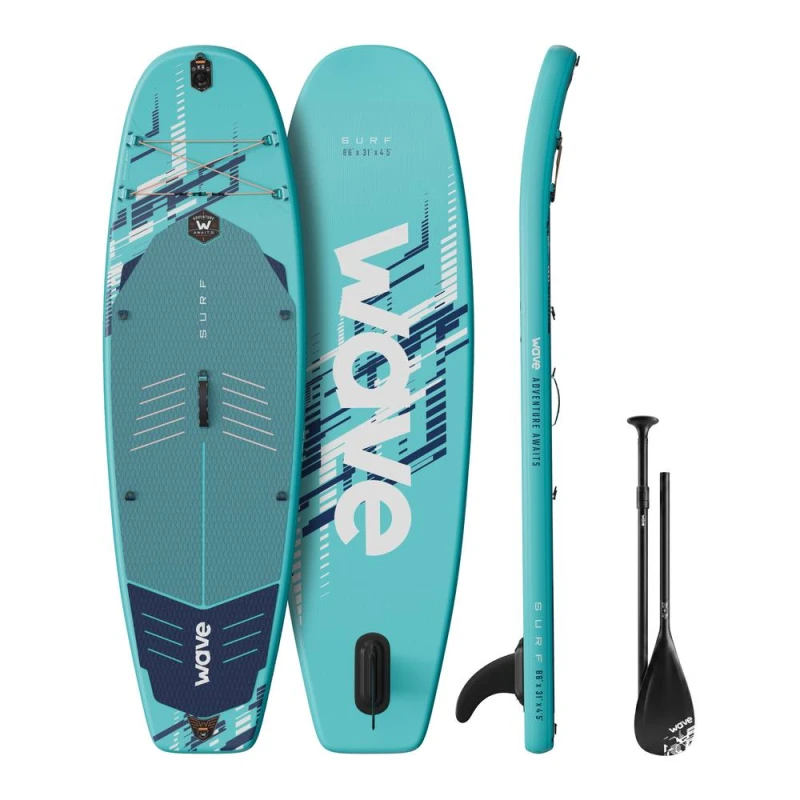 Image of Wave Sups Wave Surf 3.0 Inflatable Paddleboard 8'6ft in Aqua Unisex