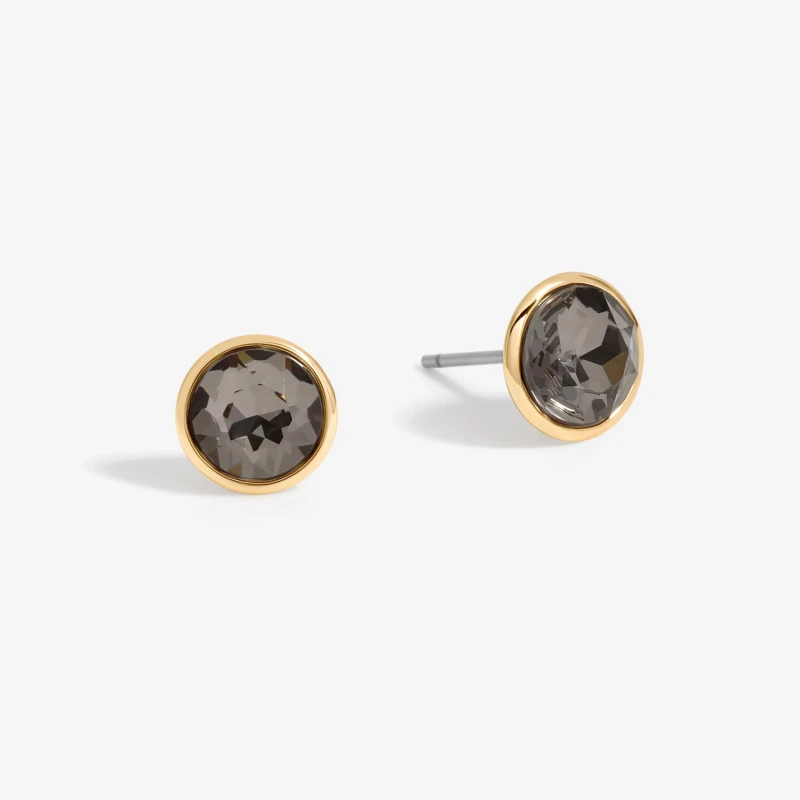 Image of Jon Richard Gold Plated And Jet Stud Earrings Gold