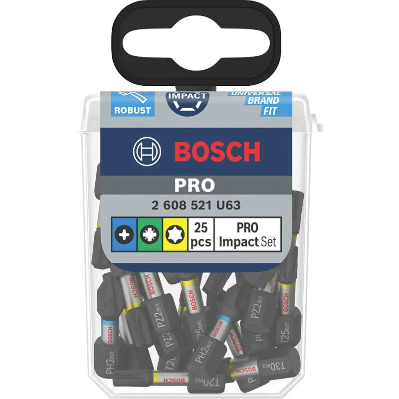 Image of Bosch PRO 25 Piece Impact Phillips / Pozi / Torx Screwdriver Bit Pocket Set 2608521U63