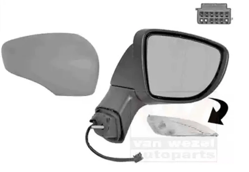 Image of VAN WEZEL 4386808 Wing mirror * HAGUS * Right, with temperature sensor, primed Outside Mirror (50)