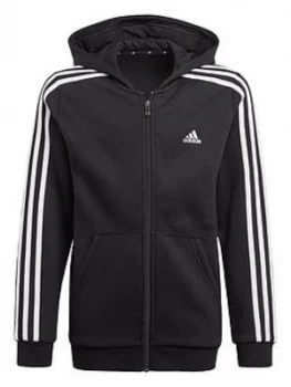 image of Adidas Boys Junior B 3-Stripes Full Zip Hoodie - Black